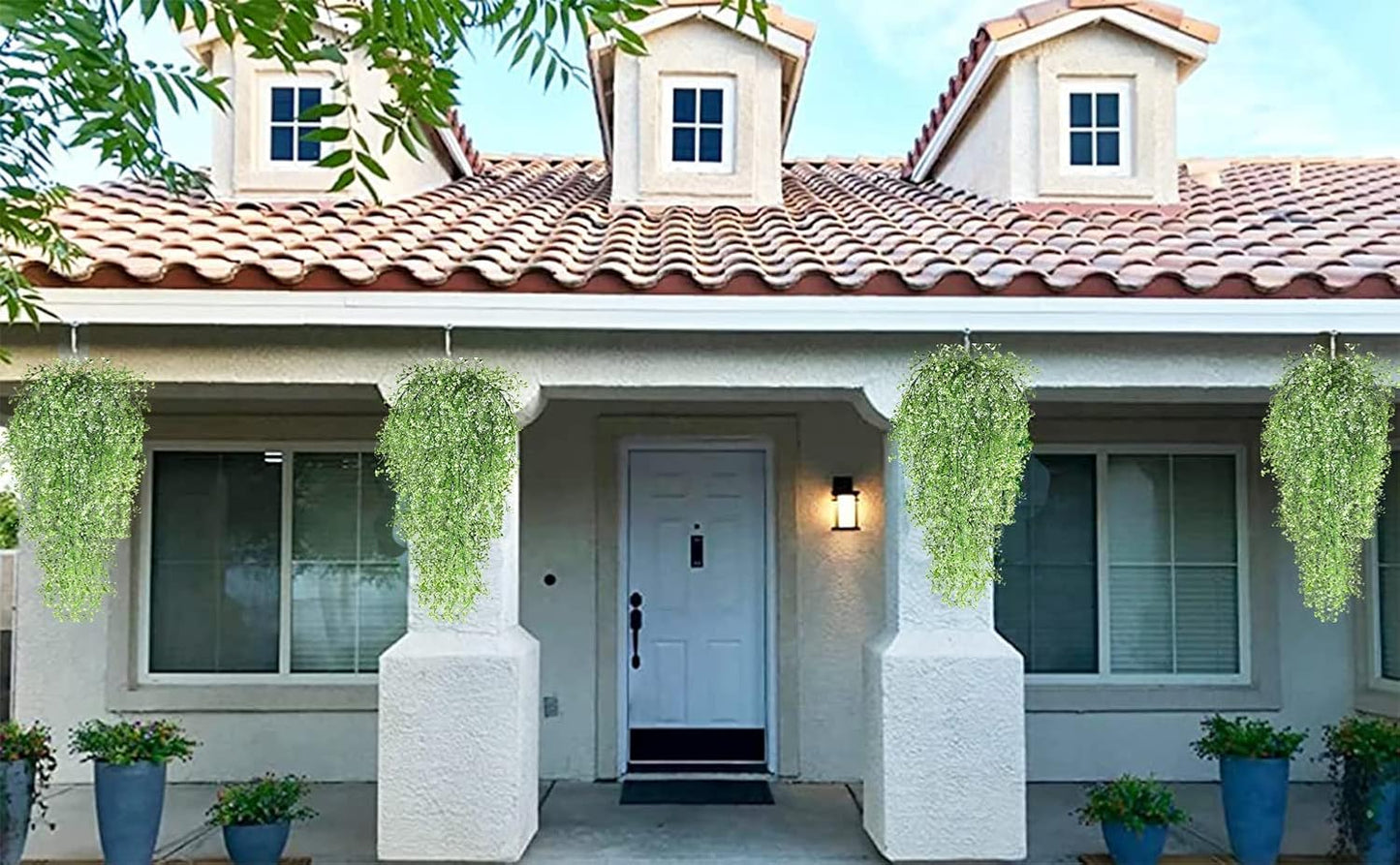 Hanging Fake Plants,4 Pcs Faux Eucalyptus Leaf Greenery Vine Plant Faux Plants Fake Ivy Room Decor Home Garden Wedding Party Indoor Outdoor Decorations (Vine)