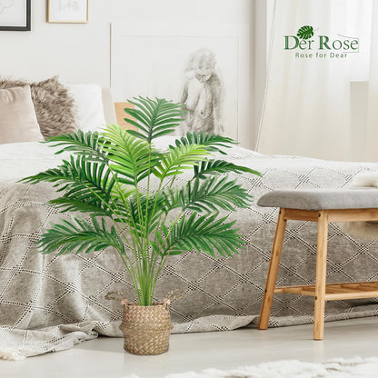 2Pcs 28" Fake Palm Trees, Artificial Floor Plants in Woven Baskets | Arrange together for a fuller green corner or separate beside sofas and beds to carry a coordinated boho look across rooms