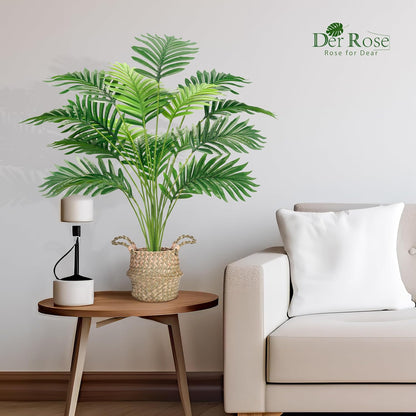 2Pcs 28" Fake Palm Trees, Artificial Floor Plants in Woven Baskets | Arrange together for a fuller green corner or separate beside sofas and beds to carry a coordinated boho look across rooms