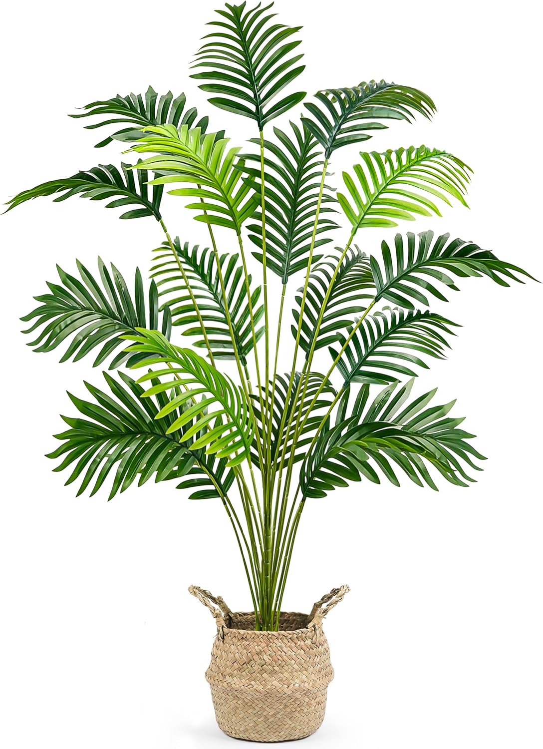 2Pcs 28" Fake Palm Trees, Artificial Floor Plants in Woven Baskets | Arrange together for a fuller green corner or separate beside sofas and beds to carry a coordinated boho look across rooms
