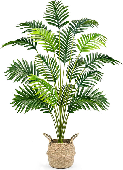 2Pcs 28" Fake Palm Trees, Artificial Floor Plants in Woven Baskets | Arrange together for a fuller green corner or separate beside sofas and beds to carry a coordinated boho look across rooms