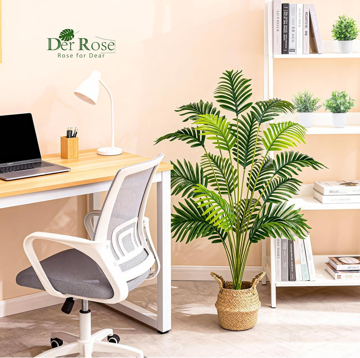 2Pcs 28" Fake Palm Trees, Artificial Floor Plants in Woven Baskets | Arrange together for a fuller green corner or separate beside sofas and beds to carry a coordinated boho look across rooms