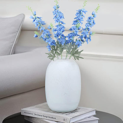 Blue Silk Larkspur Flowers 4pcs Artificial Delphinium Faux Snapdragon Long Stem Fake Plant Spray Arrangement for Home Decor Indoor Outdoor Office Garden Wedding Table Vase Decor (Blue)