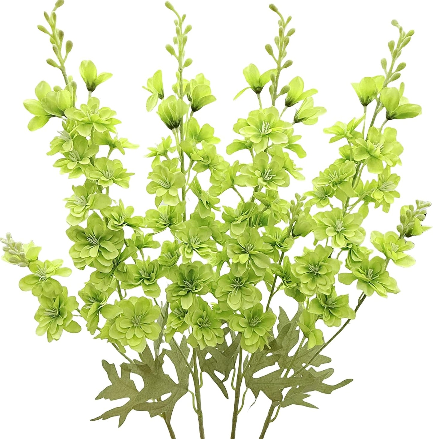 Blue Silk Larkspur Flowers 4pcs Artificial Delphinium Faux Snapdragon Long Stem Fake Plant Spray Arrangement for Home Decor Indoor Outdoor Office Garden Wedding Table Vase Decor (Blue)
