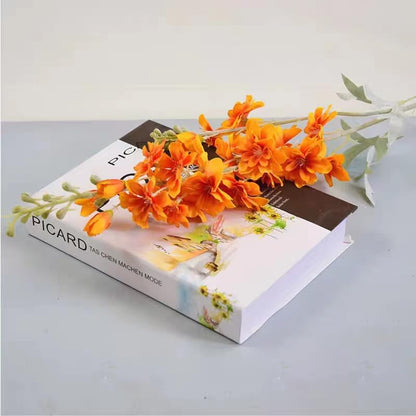 Blue Silk Larkspur Flowers 4pcs Artificial Delphinium Faux Snapdragon Long Stem Fake Plant Spray Arrangement for Home Decor Indoor Outdoor Office Garden Wedding Table Vase Decor (Blue)
