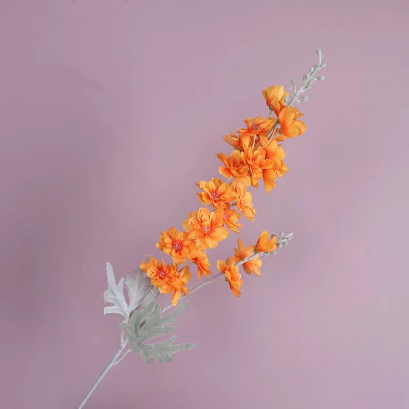 Blue Silk Larkspur Flowers 4pcs Artificial Delphinium Faux Snapdragon Long Stem Fake Plant Spray Arrangement for Home Decor Indoor Outdoor Office Garden Wedding Table Vase Decor (Blue)