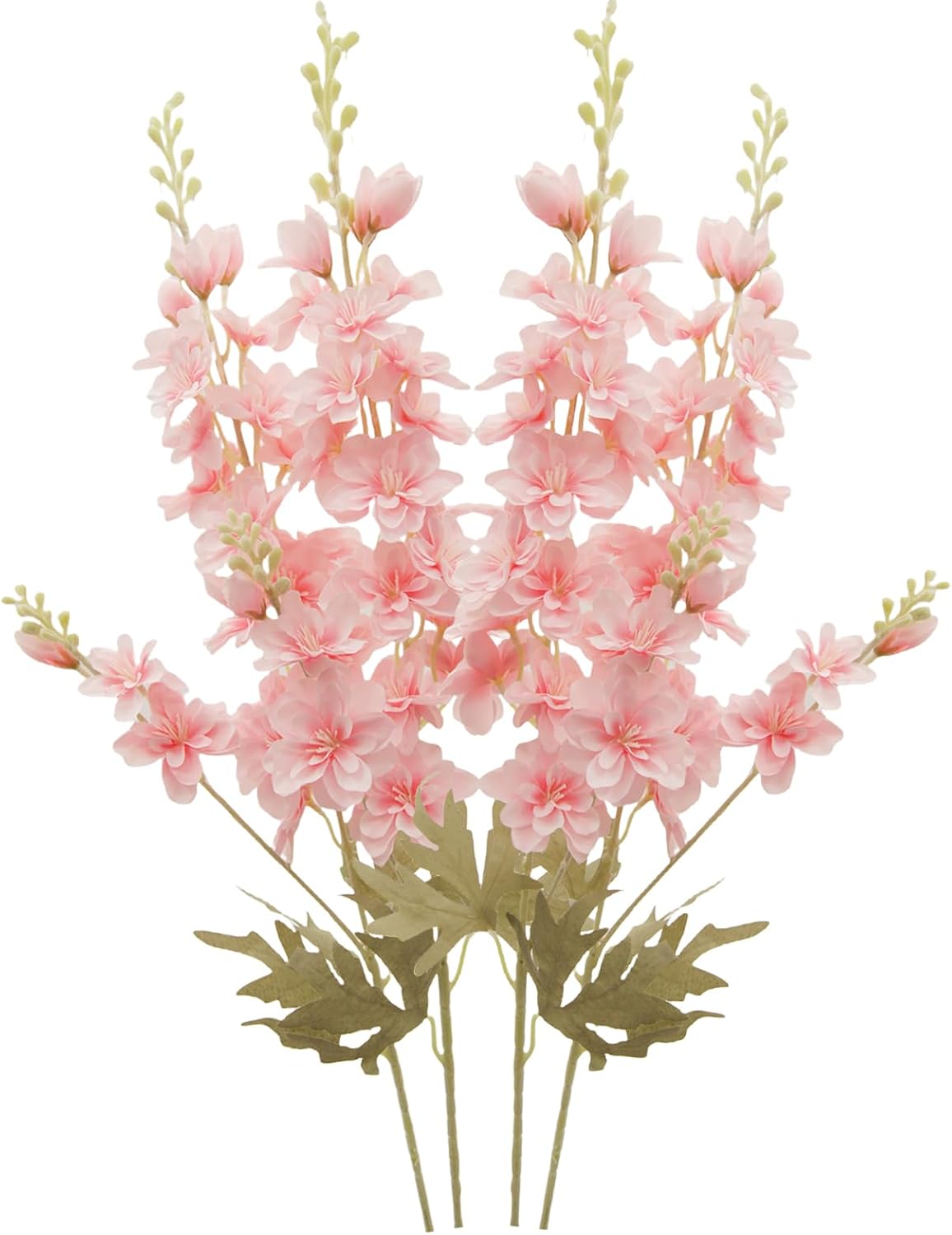 Blue Silk Larkspur Flowers 4pcs Artificial Delphinium Faux Snapdragon Long Stem Fake Plant Spray Arrangement for Home Decor Indoor Outdoor Office Garden Wedding Table Vase Decor (Blue)