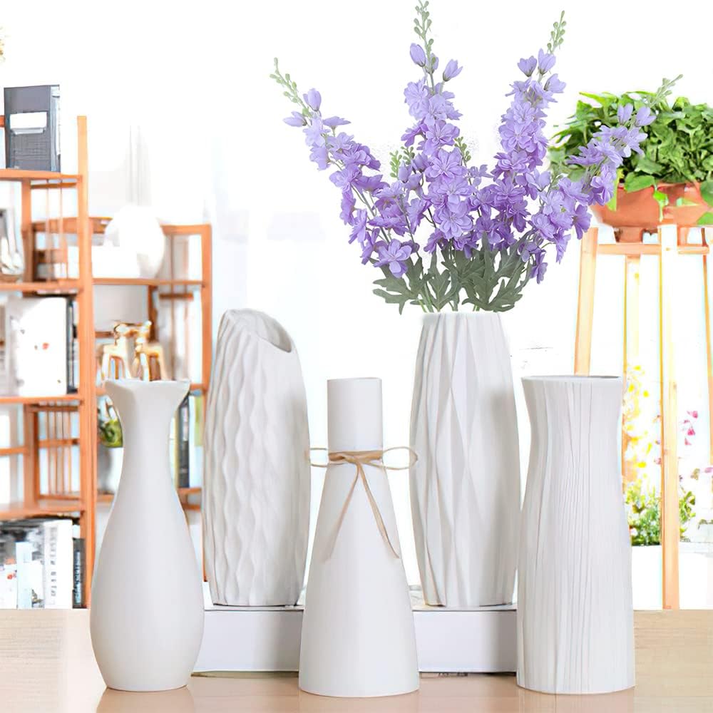 Blue Silk Larkspur Flowers 4pcs Artificial Delphinium Faux Snapdragon Long Stem Fake Plant Spray Arrangement for Home Decor Indoor Outdoor Office Garden Wedding Table Vase Decor (Blue)