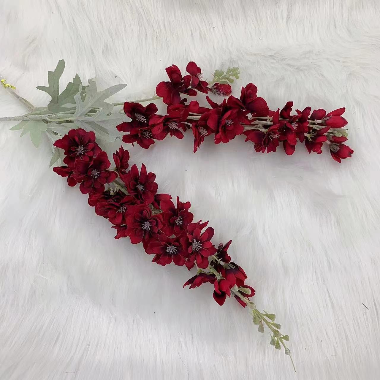 Blue Silk Larkspur Flowers 4pcs Artificial Delphinium Faux Snapdragon Long Stem Fake Plant Spray Arrangement for Home Decor Indoor Outdoor Office Garden Wedding Table Vase Decor (Blue)