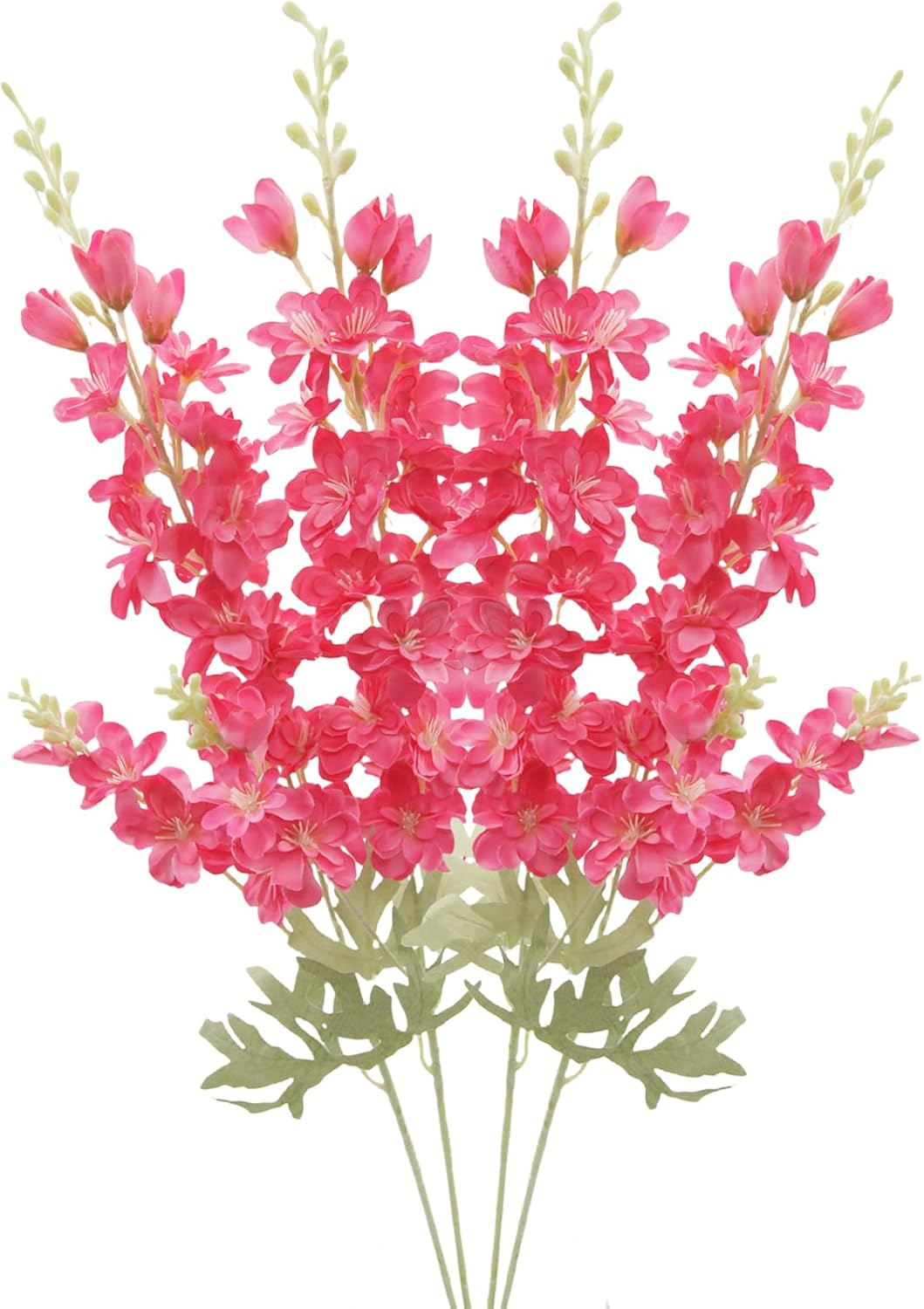 Blue Silk Larkspur Flowers 4pcs Artificial Delphinium Faux Snapdragon Long Stem Fake Plant Spray Arrangement for Home Decor Indoor Outdoor Office Garden Wedding Table Vase Decor (Blue)