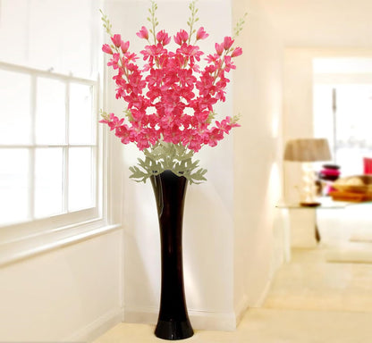 Blue Silk Larkspur Flowers 4pcs Artificial Delphinium Faux Snapdragon Long Stem Fake Plant Spray Arrangement for Home Decor Indoor Outdoor Office Garden Wedding Table Vase Decor (Blue)
