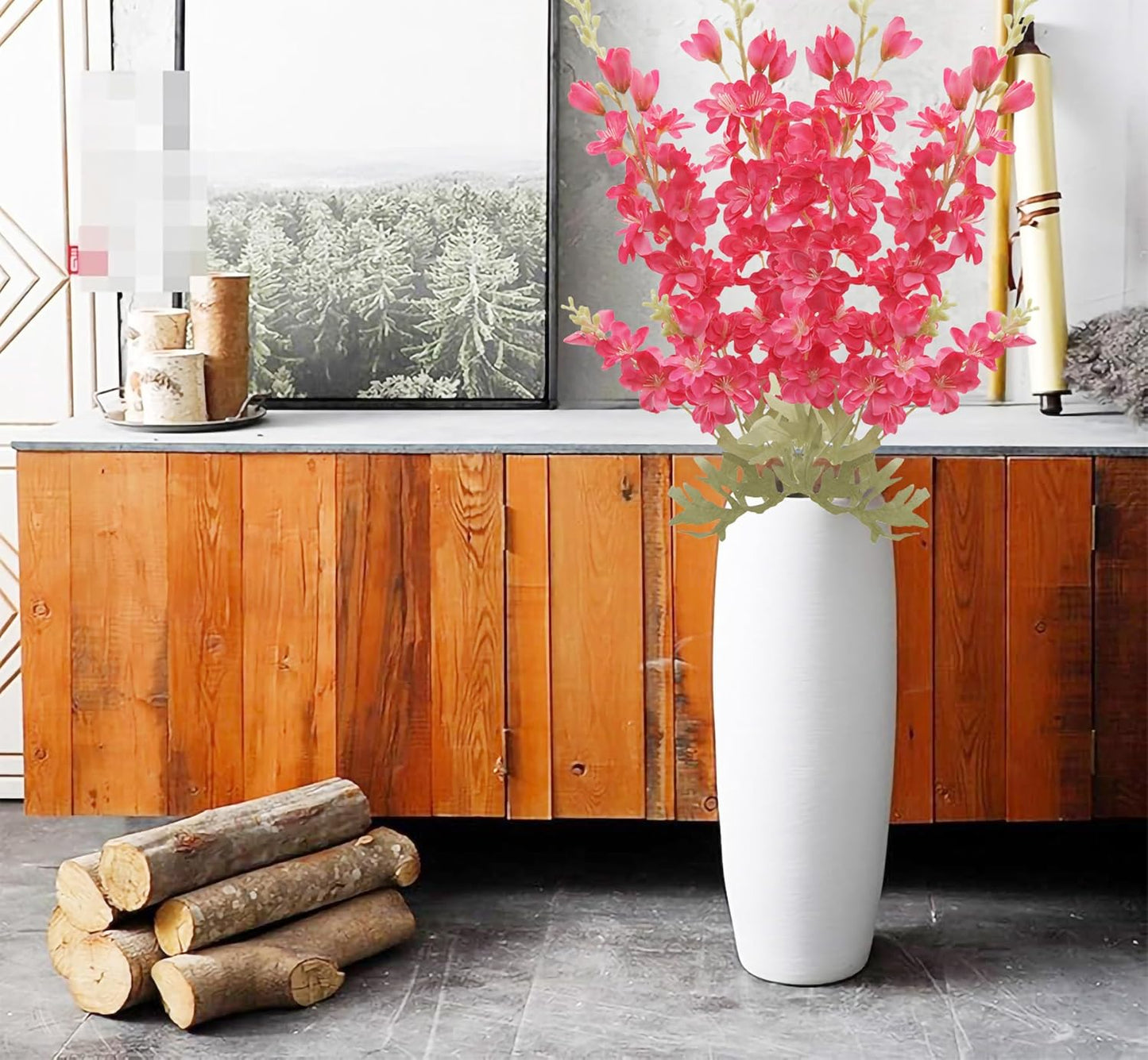 Blue Silk Larkspur Flowers 4pcs Artificial Delphinium Faux Snapdragon Long Stem Fake Plant Spray Arrangement for Home Decor Indoor Outdoor Office Garden Wedding Table Vase Decor (Blue)