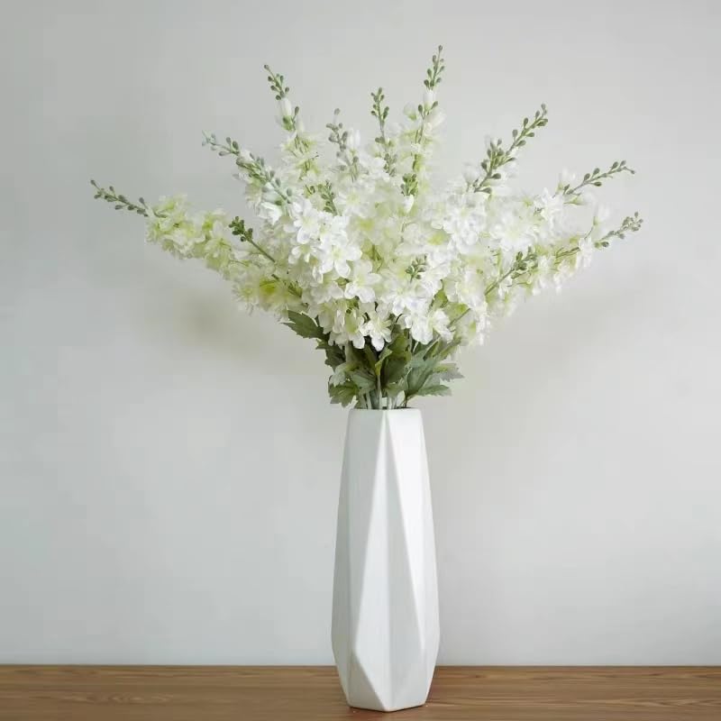 Blue Silk Larkspur Flowers 4pcs Artificial Delphinium Faux Snapdragon Long Stem Fake Plant Spray Arrangement for Home Decor Indoor Outdoor Office Garden Wedding Table Vase Decor (Blue)