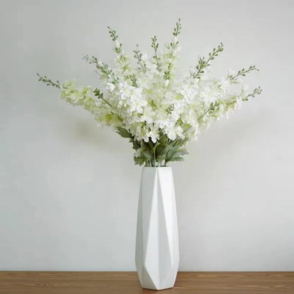 Blue Silk Larkspur Flowers 4pcs Artificial Delphinium Faux Snapdragon Long Stem Fake Plant Spray Arrangement for Home Decor Indoor Outdoor Office Garden Wedding Table Vase Decor (Blue)