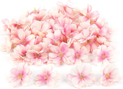 Fake Flower Heads Airtificial Silk Plum Cherry Blossom Head Peony Daisy Decor for DIY Crafts Home Wedding Party Hats Decoration (Light Purple)