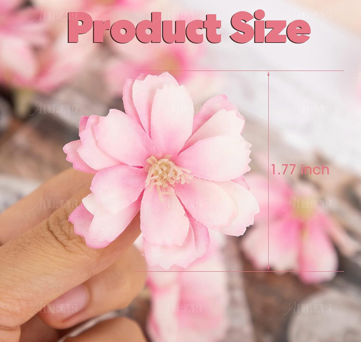 Fake Flower Heads Airtificial Silk Plum Cherry Blossom Head Peony Daisy Decor for DIY Crafts Home Wedding Party Hats Decoration (Light Purple)