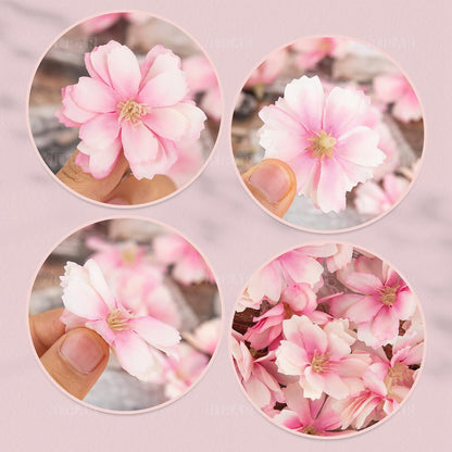 Fake Flower Heads Airtificial Silk Plum Cherry Blossom Head Peony Daisy Decor for DIY Crafts Home Wedding Party Hats Decoration (Light Purple)