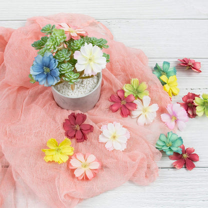 Fake Flower Heads Airtificial Silk Plum Cherry Blossom Head Peony Daisy Decor for DIY Crafts Home Wedding Party Hats Decoration (Light Purple)