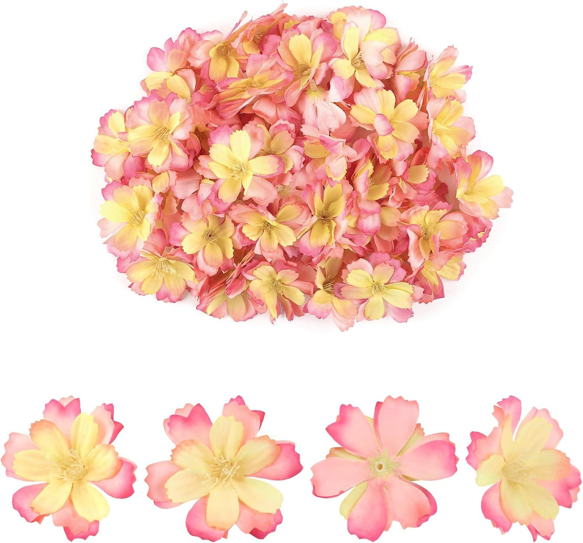 Fake Flower Heads Airtificial Silk Plum Cherry Blossom Head Peony Daisy Decor for DIY Crafts Home Wedding Party Hats Decoration (Light Purple)