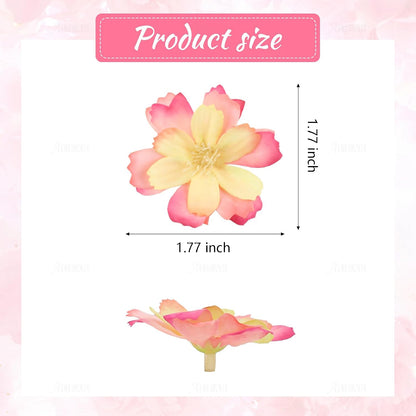 Fake Flower Heads Airtificial Silk Plum Cherry Blossom Head Peony Daisy Decor for DIY Crafts Home Wedding Party Hats Decoration (Light Purple)