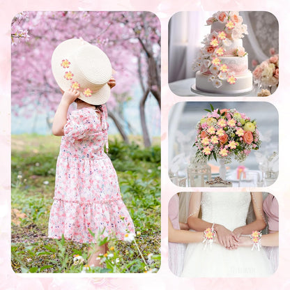 Fake Flower Heads Airtificial Silk Plum Cherry Blossom Head Peony Daisy Decor for DIY Crafts Home Wedding Party Hats Decoration (Light Purple)