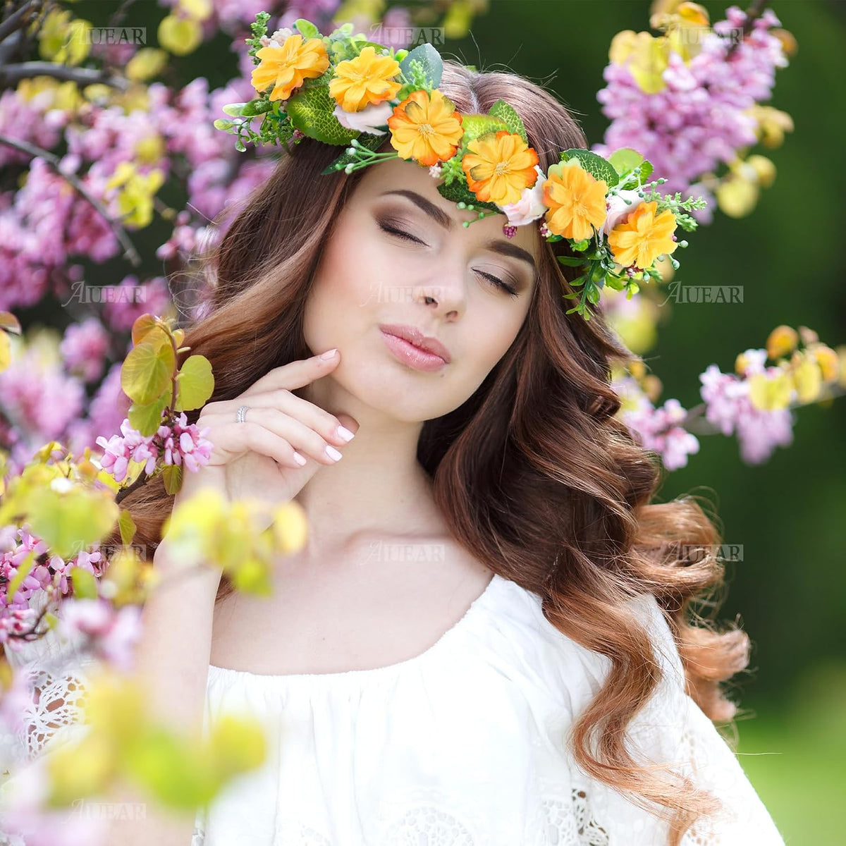 Fake Flower Heads Airtificial Silk Plum Cherry Blossom Head Peony Daisy Decor for DIY Crafts Home Wedding Party Hats Decoration (Light Purple)
