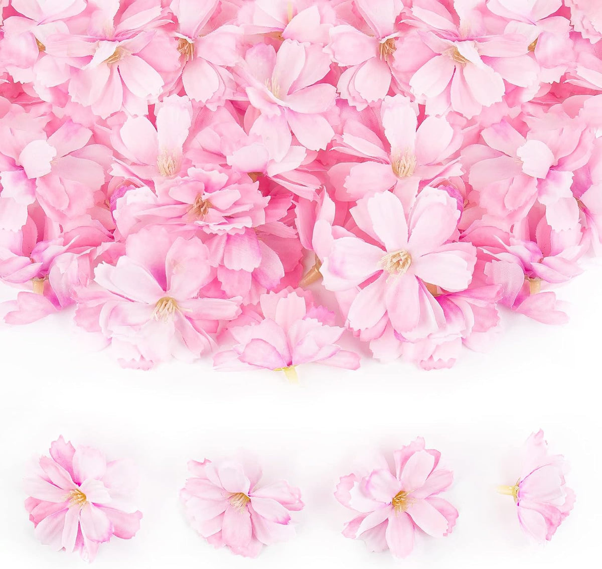 Fake Flower Heads Airtificial Silk Plum Cherry Blossom Head Peony Daisy Decor for DIY Crafts Home Wedding Party Hats Decoration (Light Purple)