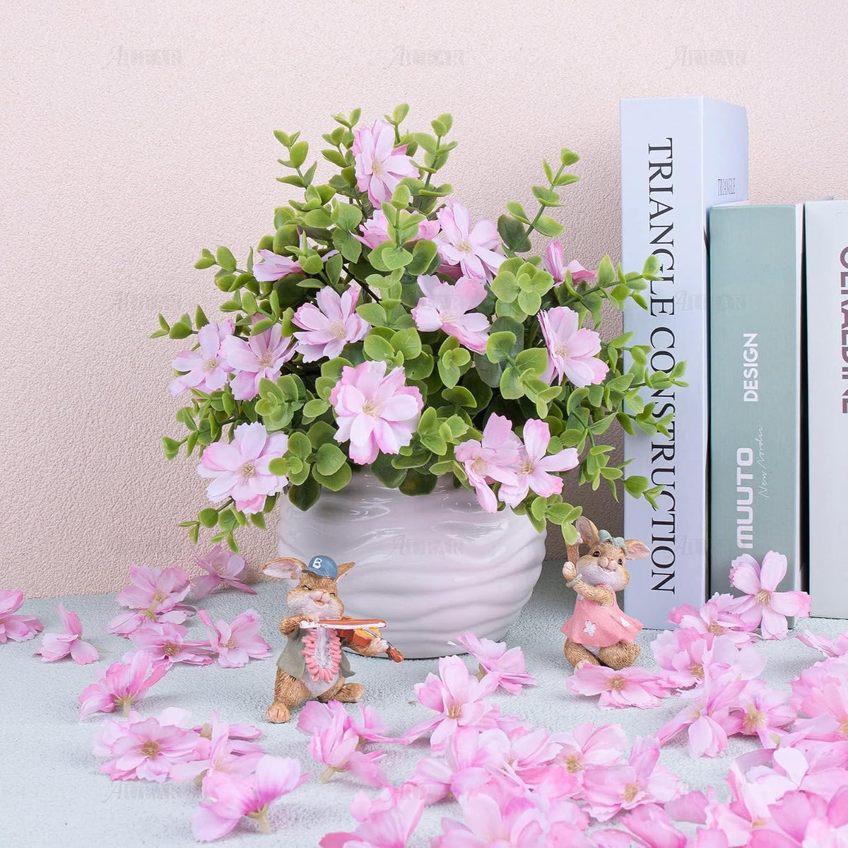 Fake Flower Heads Airtificial Silk Plum Cherry Blossom Head Peony Daisy Decor for DIY Crafts Home Wedding Party Hats Decoration (Light Purple)