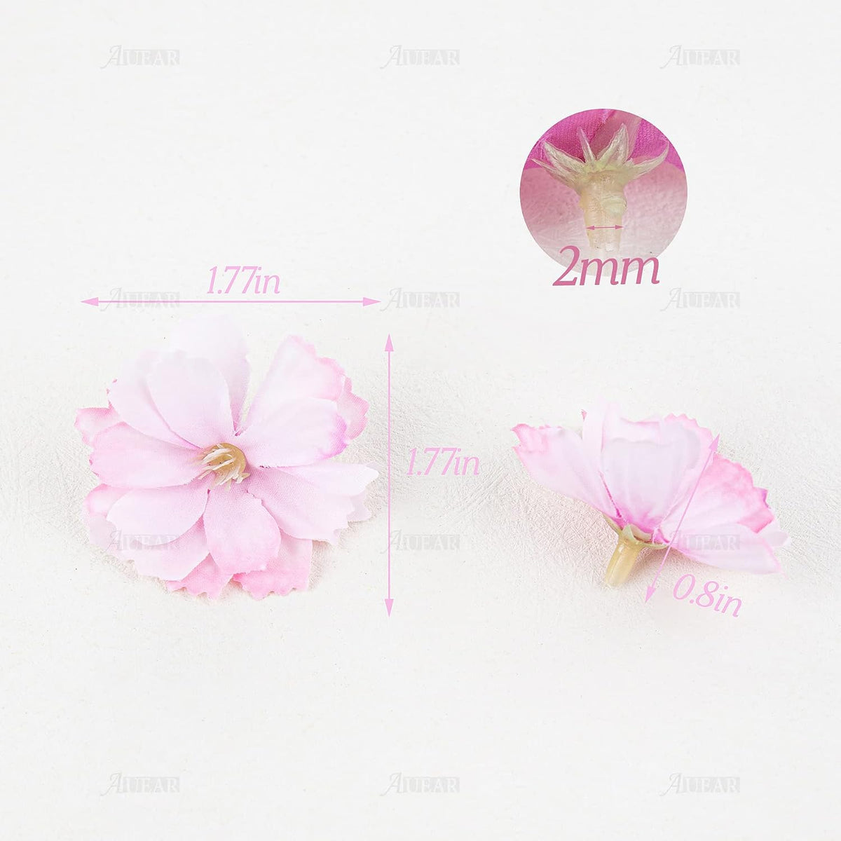 Fake Flower Heads Airtificial Silk Plum Cherry Blossom Head Peony Daisy Decor for DIY Crafts Home Wedding Party Hats Decoration (Light Purple)