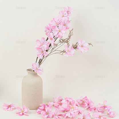 Fake Flower Heads Airtificial Silk Plum Cherry Blossom Head Peony Daisy Decor for DIY Crafts Home Wedding Party Hats Decoration (Light Purple)