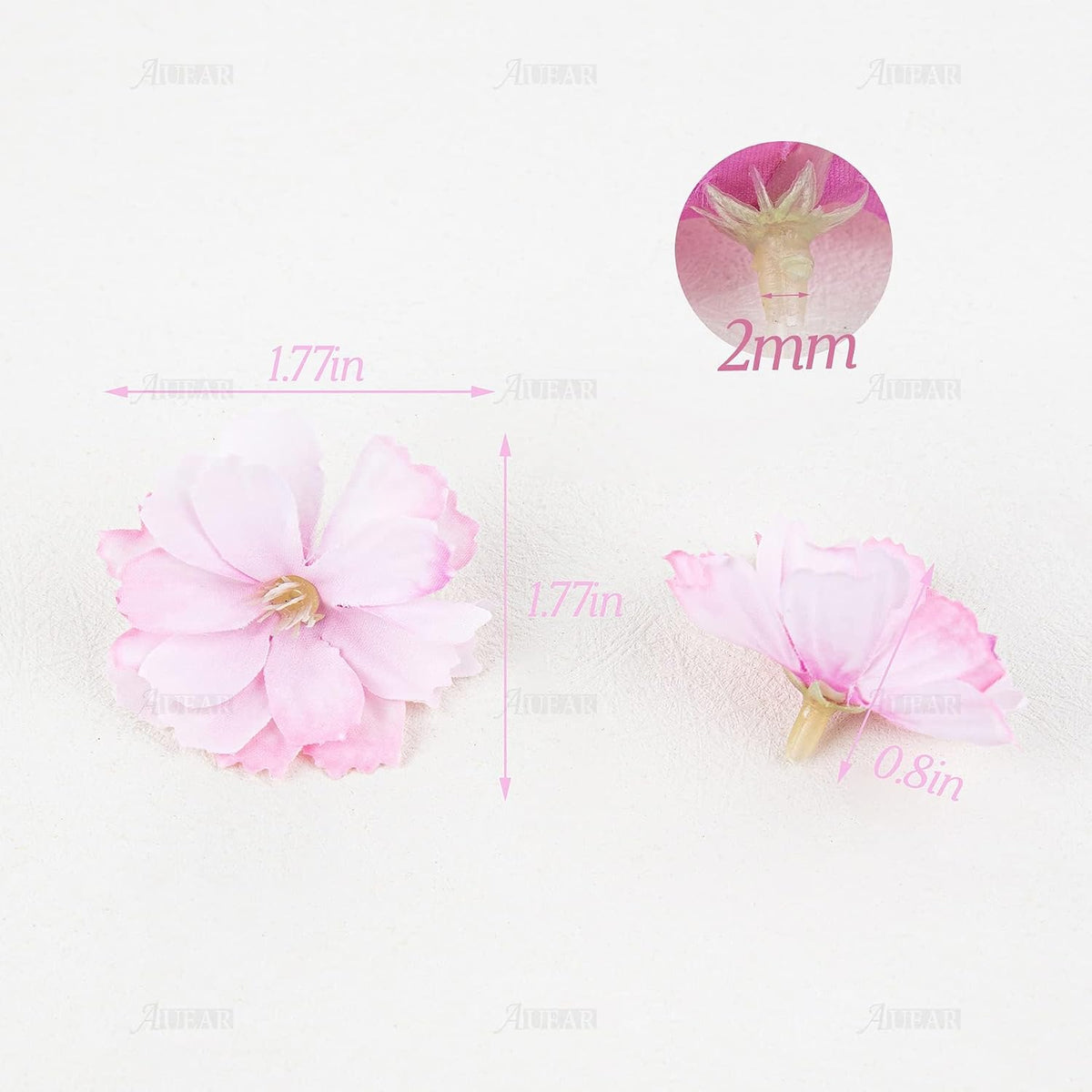 Fake Flower Heads Airtificial Silk Plum Cherry Blossom Head Peony Daisy Decor for DIY Crafts Home Wedding Party Hats Decoration (Light Purple)