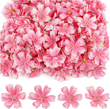 Fake Flower Heads Airtificial Silk Plum Cherry Blossom Head Peony Daisy Decor for DIY Crafts Home Wedding Party Hats Decoration (Light Purple)