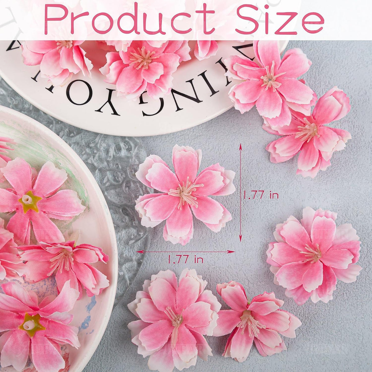 Fake Flower Heads Airtificial Silk Plum Cherry Blossom Head Peony Daisy Decor for DIY Crafts Home Wedding Party Hats Decoration (Light Purple)