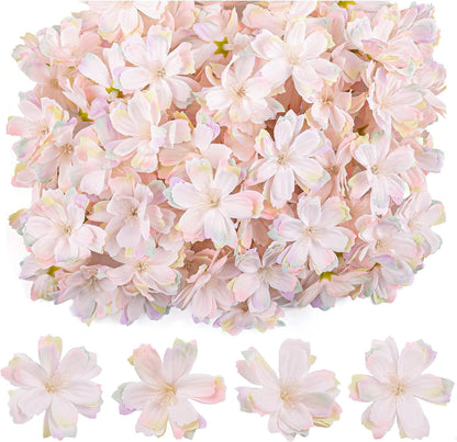 Fake Flower Heads Airtificial Silk Plum Cherry Blossom Head Peony Daisy Decor for DIY Crafts Home Wedding Party Hats Decoration (Light Purple)