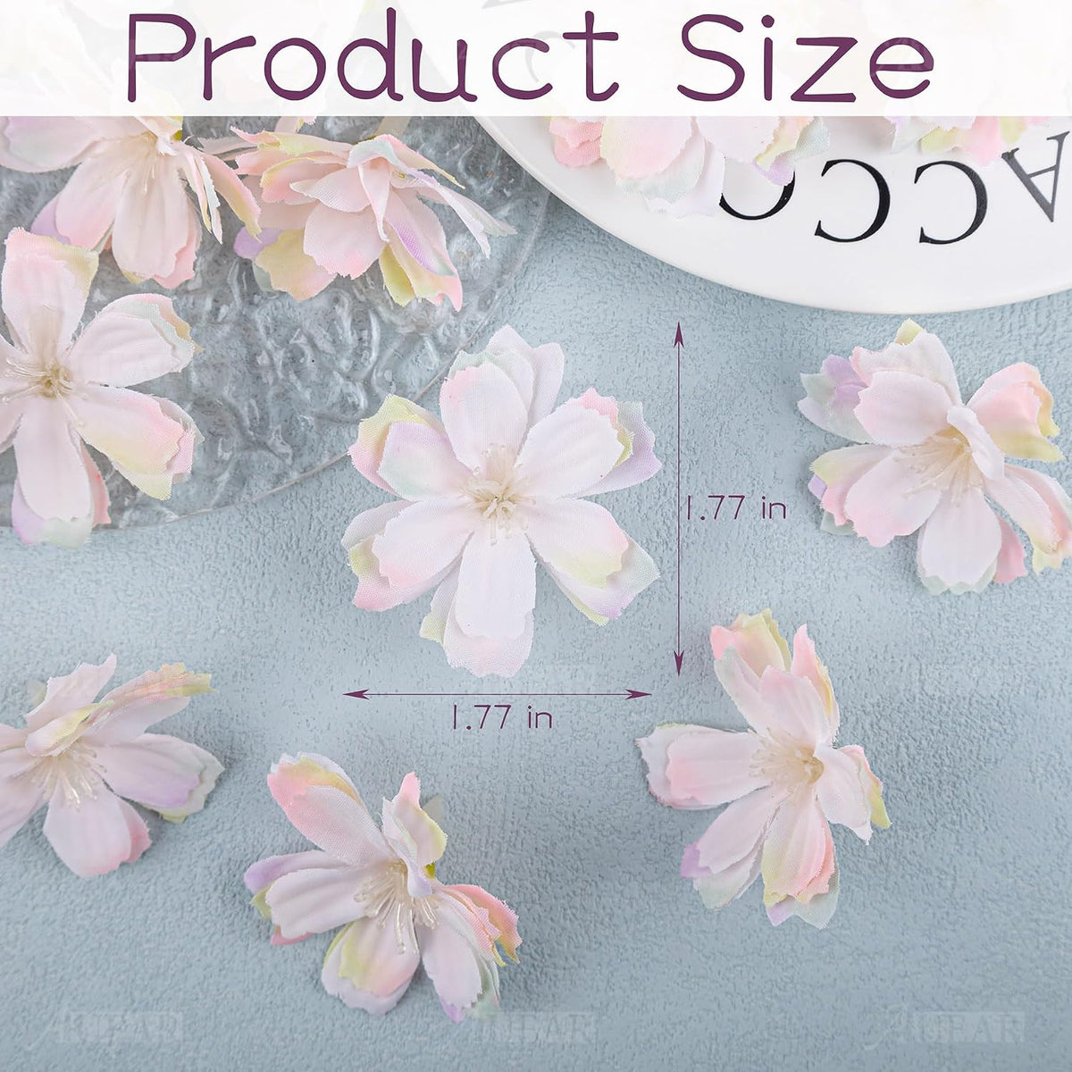 Fake Flower Heads Airtificial Silk Plum Cherry Blossom Head Peony Daisy Decor for DIY Crafts Home Wedding Party Hats Decoration (Light Purple)