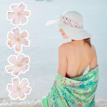 Fake Flower Heads Airtificial Silk Plum Cherry Blossom Head Peony Daisy Decor for DIY Crafts Home Wedding Party Hats Decoration (Light Purple)