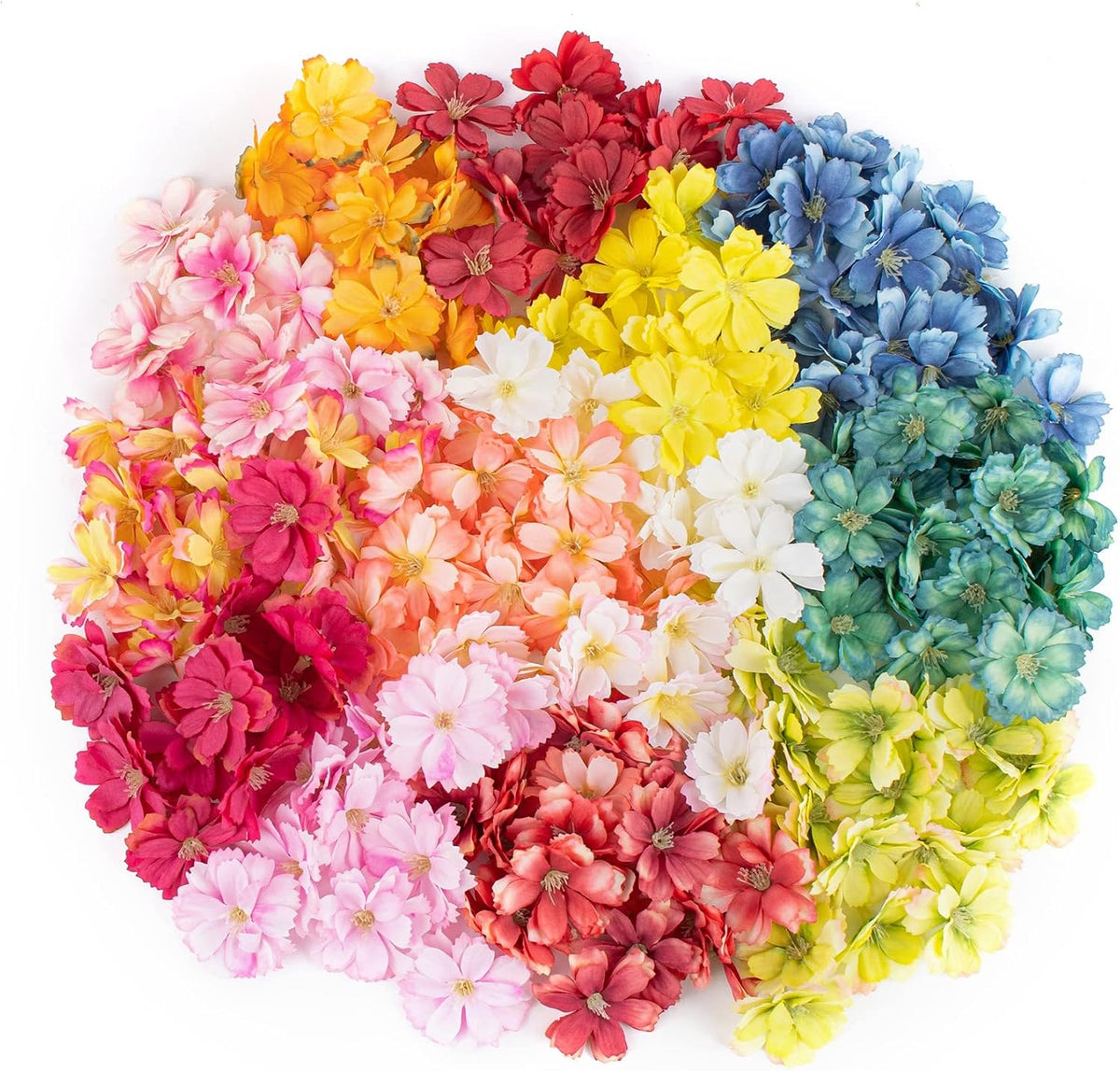 Fake Flower Heads Airtificial Silk Plum Cherry Blossom Head Peony Daisy Decor for DIY Crafts Home Wedding Party Hats Decoration (Light Purple)