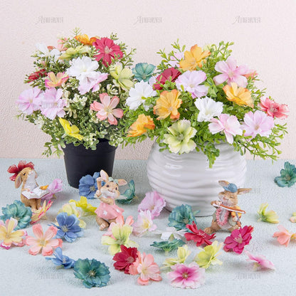 Fake Flower Heads Airtificial Silk Plum Cherry Blossom Head Peony Daisy Decor for DIY Crafts Home Wedding Party Hats Decoration (Light Purple)