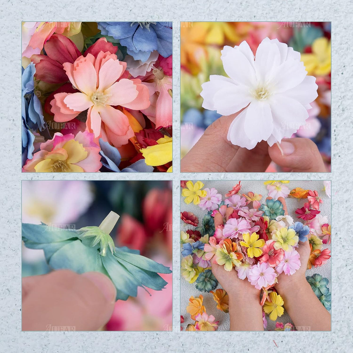 Fake Flower Heads Airtificial Silk Plum Cherry Blossom Head Peony Daisy Decor for DIY Crafts Home Wedding Party Hats Decoration (Light Purple)