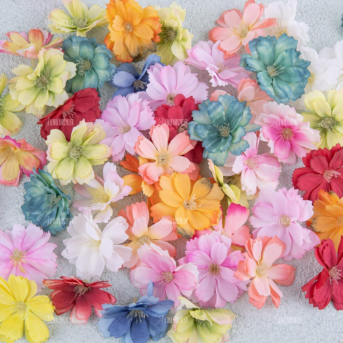 Fake Flower Heads Airtificial Silk Plum Cherry Blossom Head Peony Daisy Decor for DIY Crafts Home Wedding Party Hats Decoration (Light Purple)