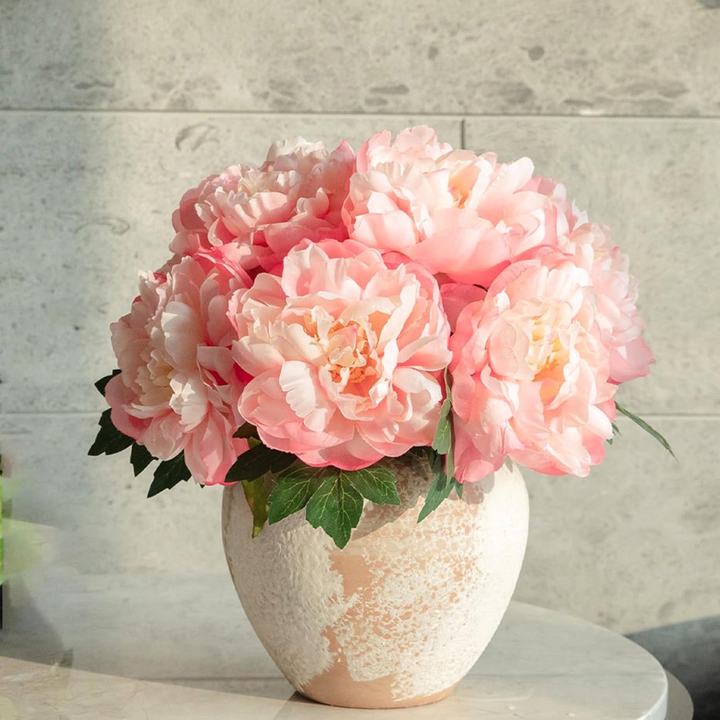 Peonies Artificial Flowers, Realistic Faux Silk Peony, Fake Decorative Floral Arrangements for Home Wedding Decor (6 PCS)