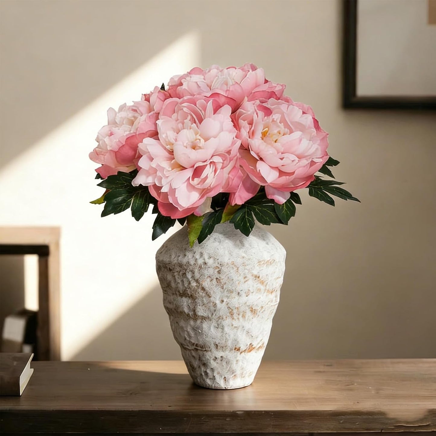 Peonies Artificial Flowers, Realistic Faux Silk Peony, Fake Decorative Floral Arrangements for Home Wedding Decor (6 PCS)
