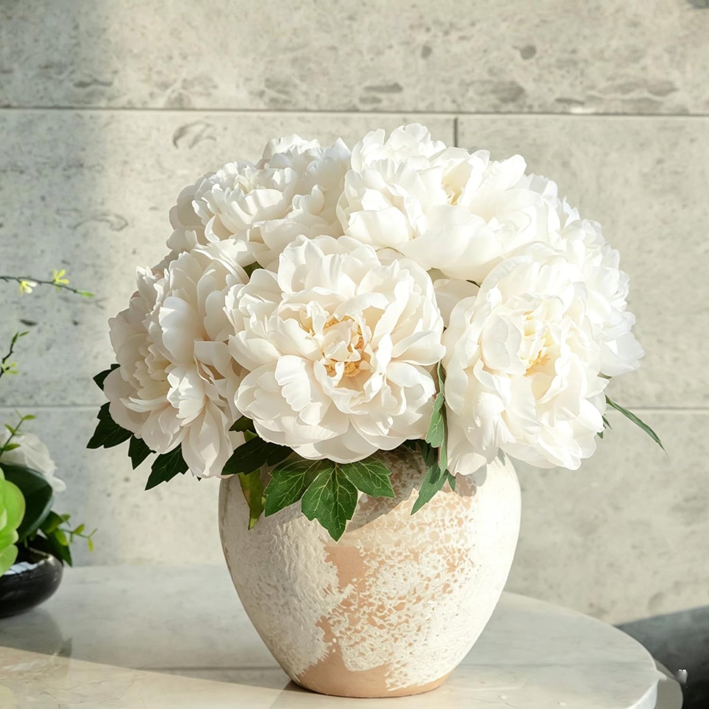 Peonies Artificial Flowers, Realistic Faux Silk Peony, Fake Decorative Floral Arrangements for Home Wedding Decor (6 PCS)