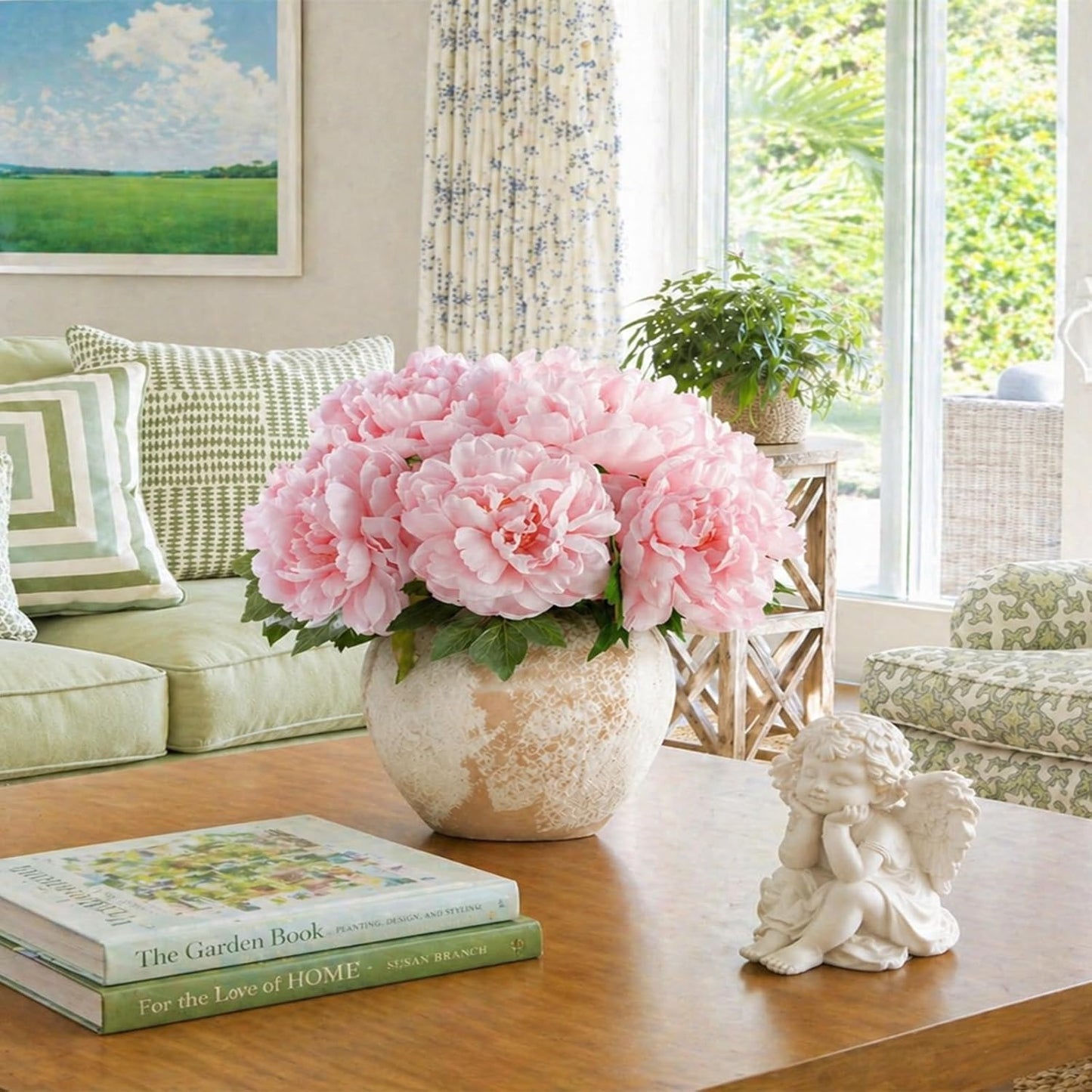 Peonies Artificial Flowers, Realistic Faux Silk Peony, Fake Decorative Floral Arrangements for Home Wedding Decor (6 PCS)