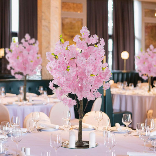 Cherry Blossom Tree Wedding Centerpiece: Set of 6, Pink, 3.2ft | Easy to Use, Realistic, Weather-Resiatant, Faux Silk Japanese Sakura Flowering Plants for Wedding, Party, Indoor Home Decor