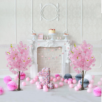 Cherry Blossom Tree Wedding Centerpiece: Set of 6, Pink, 3.2ft | Easy to Use, Realistic, Weather-Resiatant, Faux Silk Japanese Sakura Flowering Plants for Wedding, Party, Indoor Home Decor