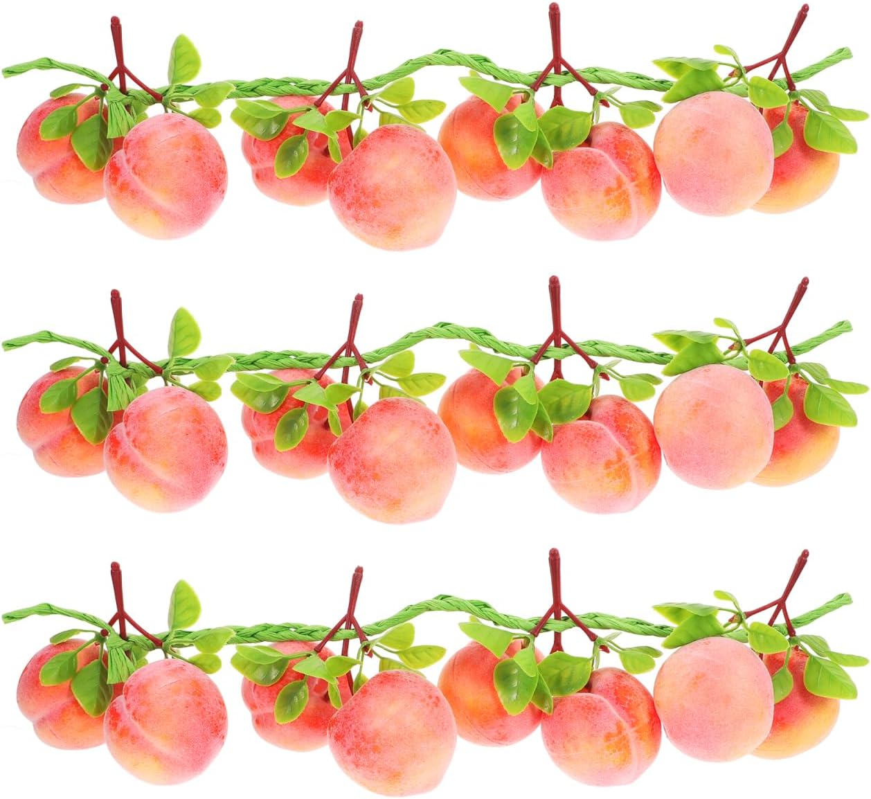 3Pcs Artificial Peach Pendant String 19.68In Lifelike Faux Peaches Hanging Decoration for Home Kitchen Party Photo Prop