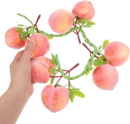3Pcs Artificial Peach Pendant String 19.68In Lifelike Faux Peaches Hanging Decoration for Home Kitchen Party Photo Prop