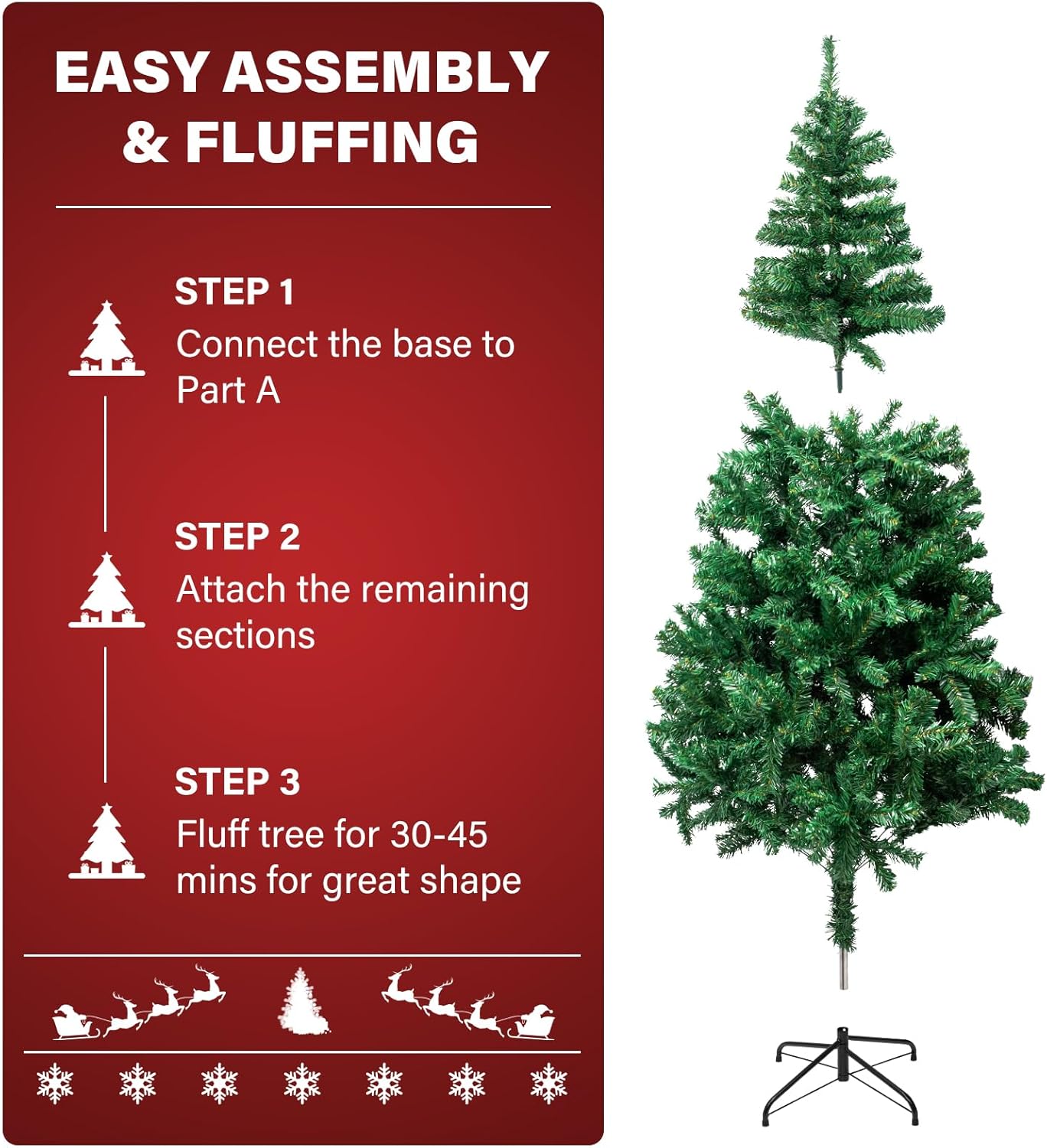 5.9FT Artificial Christmas Tree,Dense Branches Realistic Holiday Decor w/Easy Assembly,Includes Stand