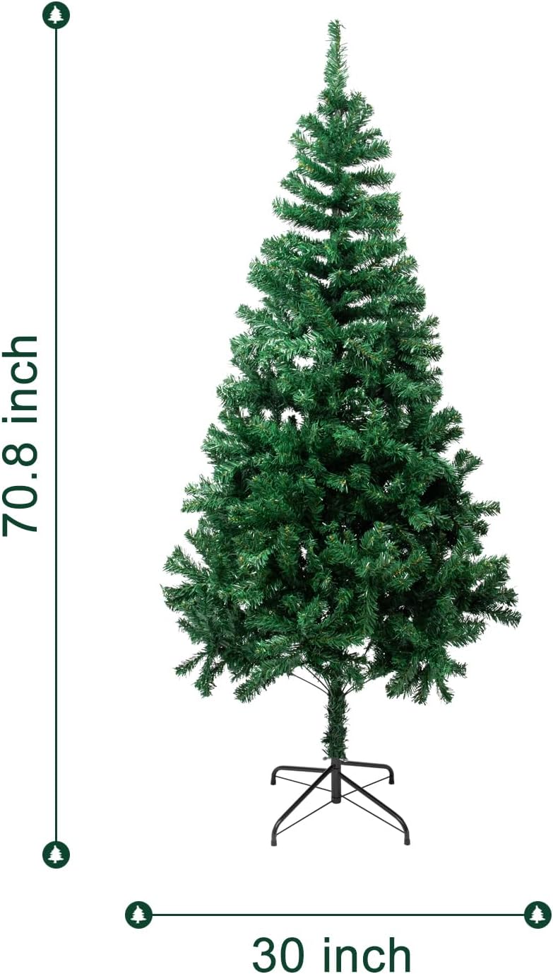 5.9FT Artificial Christmas Tree,Dense Branches Realistic Holiday Decor w/Easy Assembly,Includes Stand